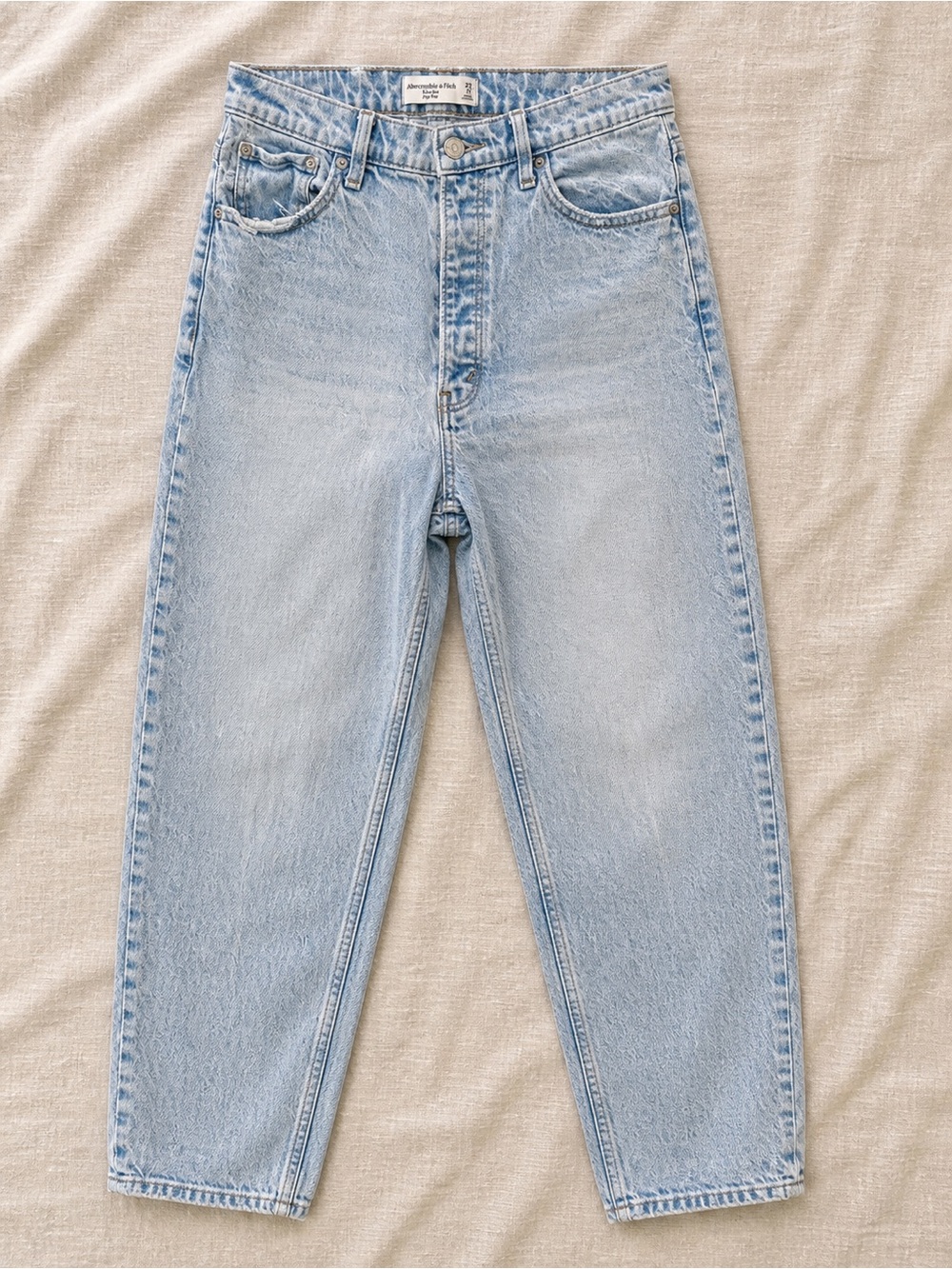 Abercrombie & Fitch Dad Jeans 27 High Rise Distressed Light Wash Denim